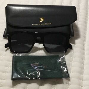 EYEWARE by DAVID BECKMAN Black Sunglasses with Case & cloth brand new